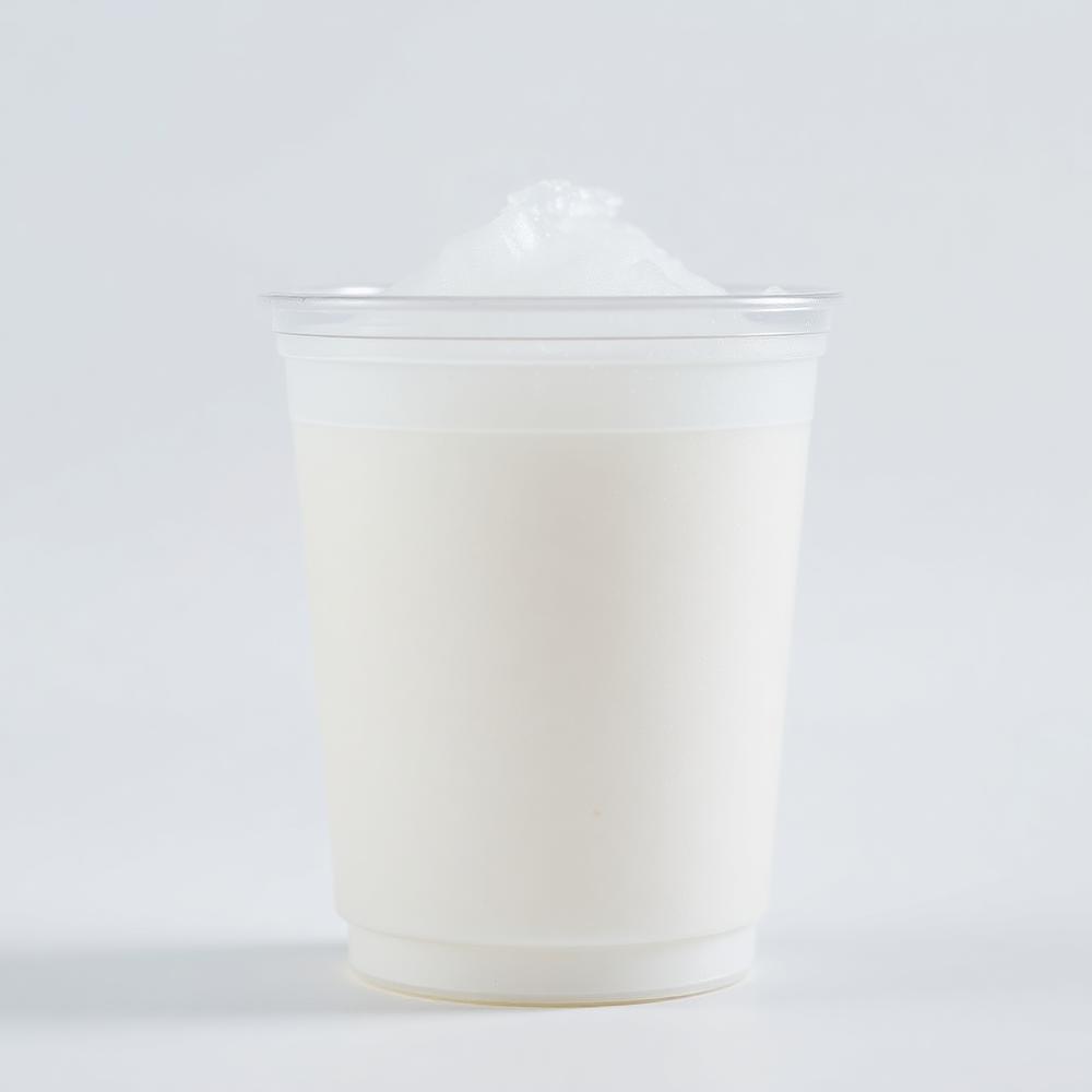 Neutral white slush base in a clear cup